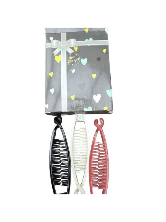 goodies Accessories - Set of Three Hair Combs CLIPS in Black, White, and Pink